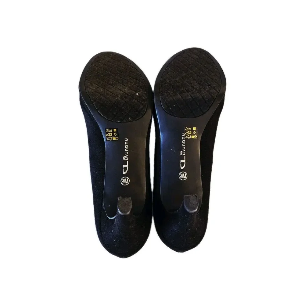 CL By Laundry Black Faux Suede Pump Heels - Size 9 - Picture 6 of 7